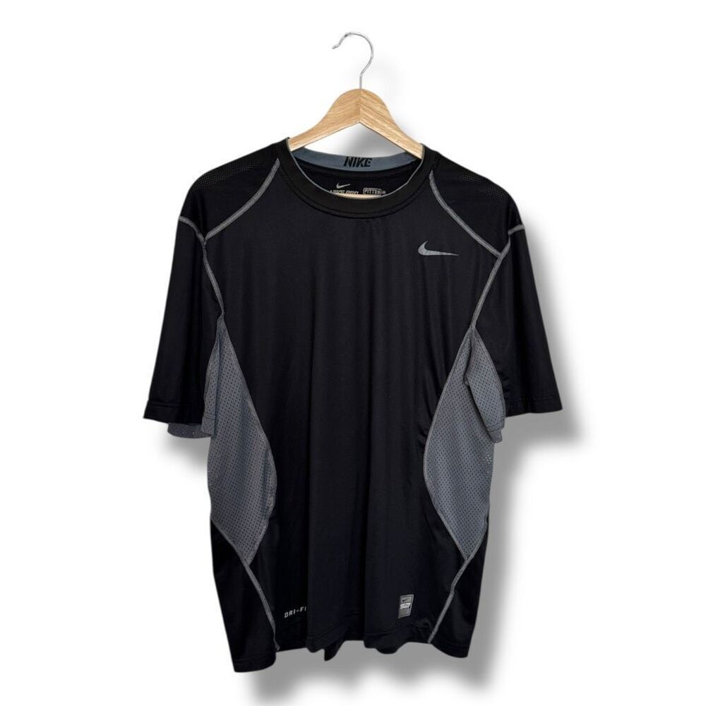 Nike Pro Combat Dri-FIT Compression Shirt Men's M Black Gray Short Sleeve